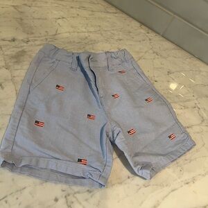 Janie and Jack Light Blue Shorts with Flag Embroidery